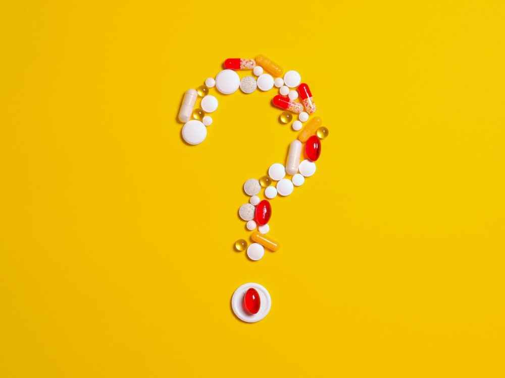 Medication Pills Isolated on Yellow background